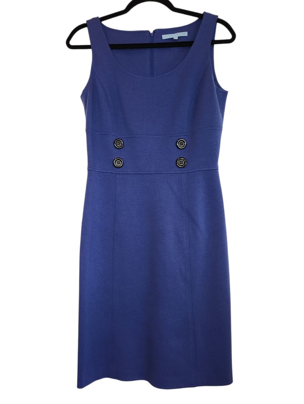 Antonio Melani Sleeveless Button Waist Sheath Dress Blue Size 4 Quiet Luxury